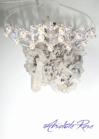 Мини корони за коса с белгийски кристали и перли-  Pearls and Crystals